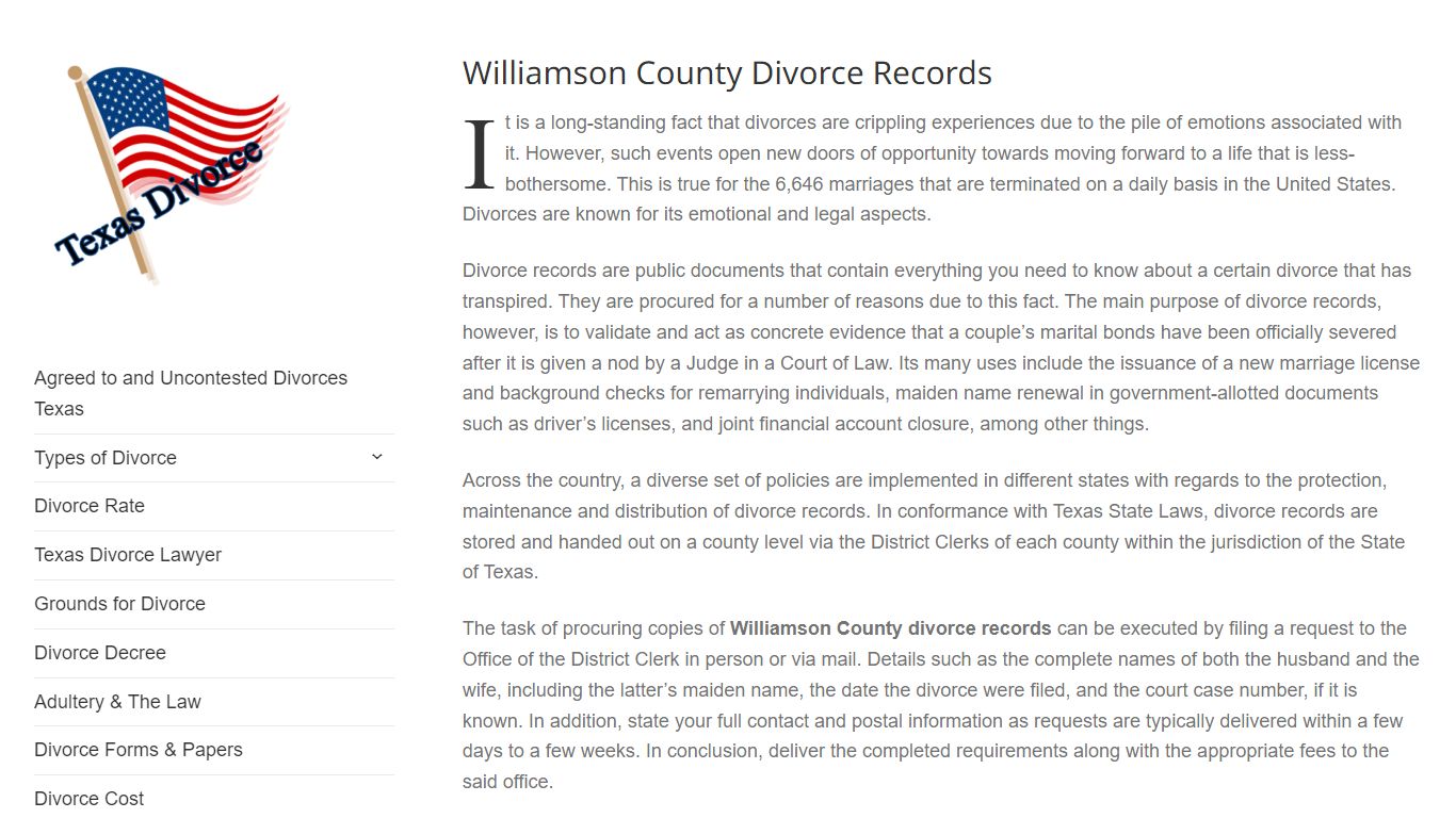 Williamson County Divorce Records – Divorce in Texas